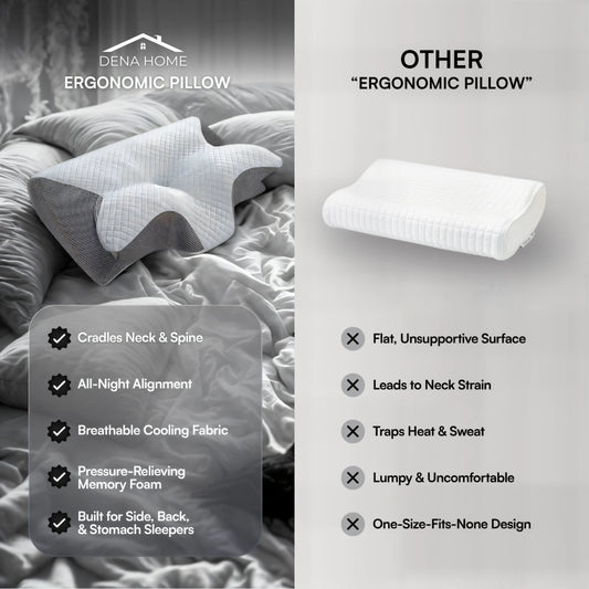 Necka – ErgoContour Pillow Memory Foam Neck Support - Dena Home