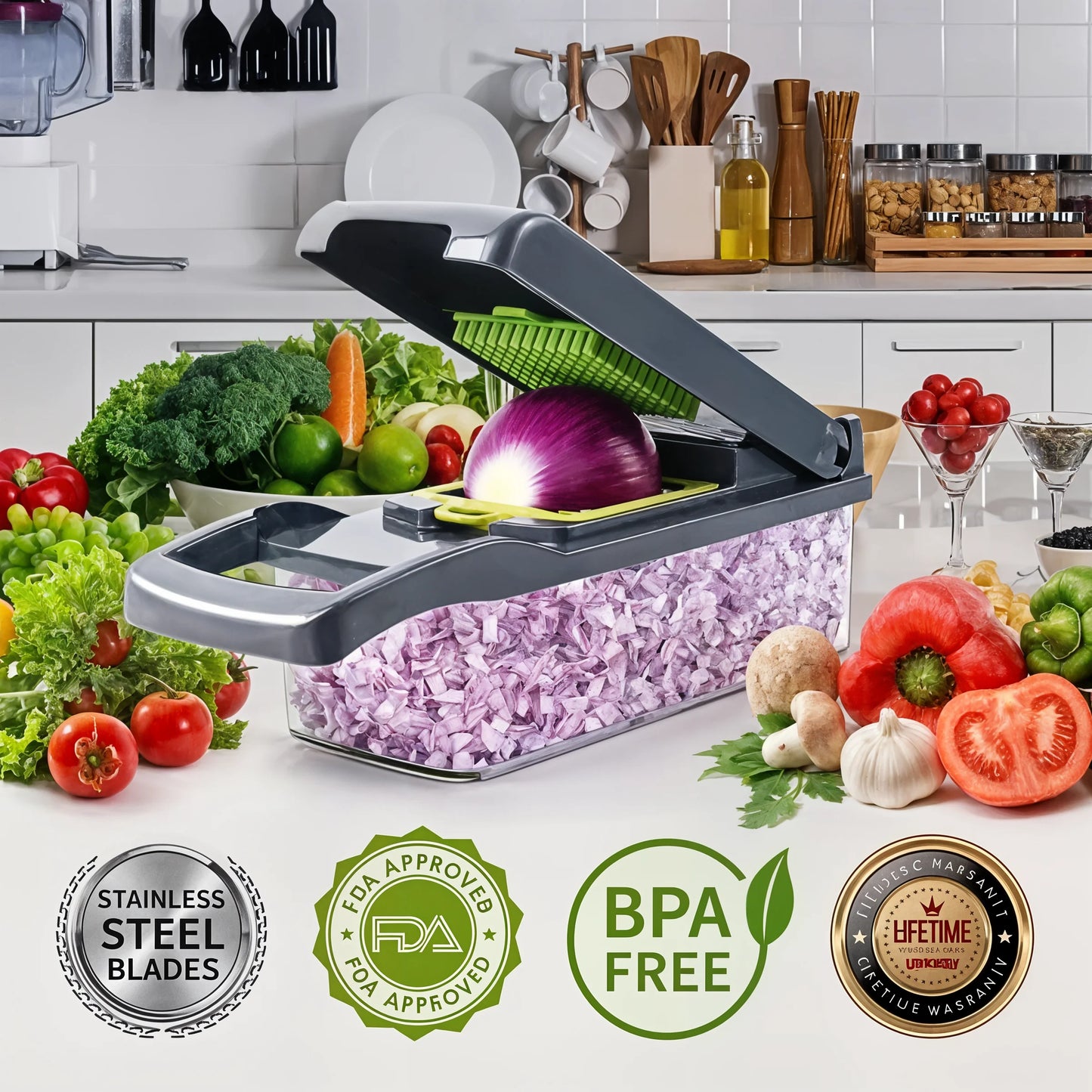 VeggiChop 14 - Multi Chopper & Slicer - Dena Home