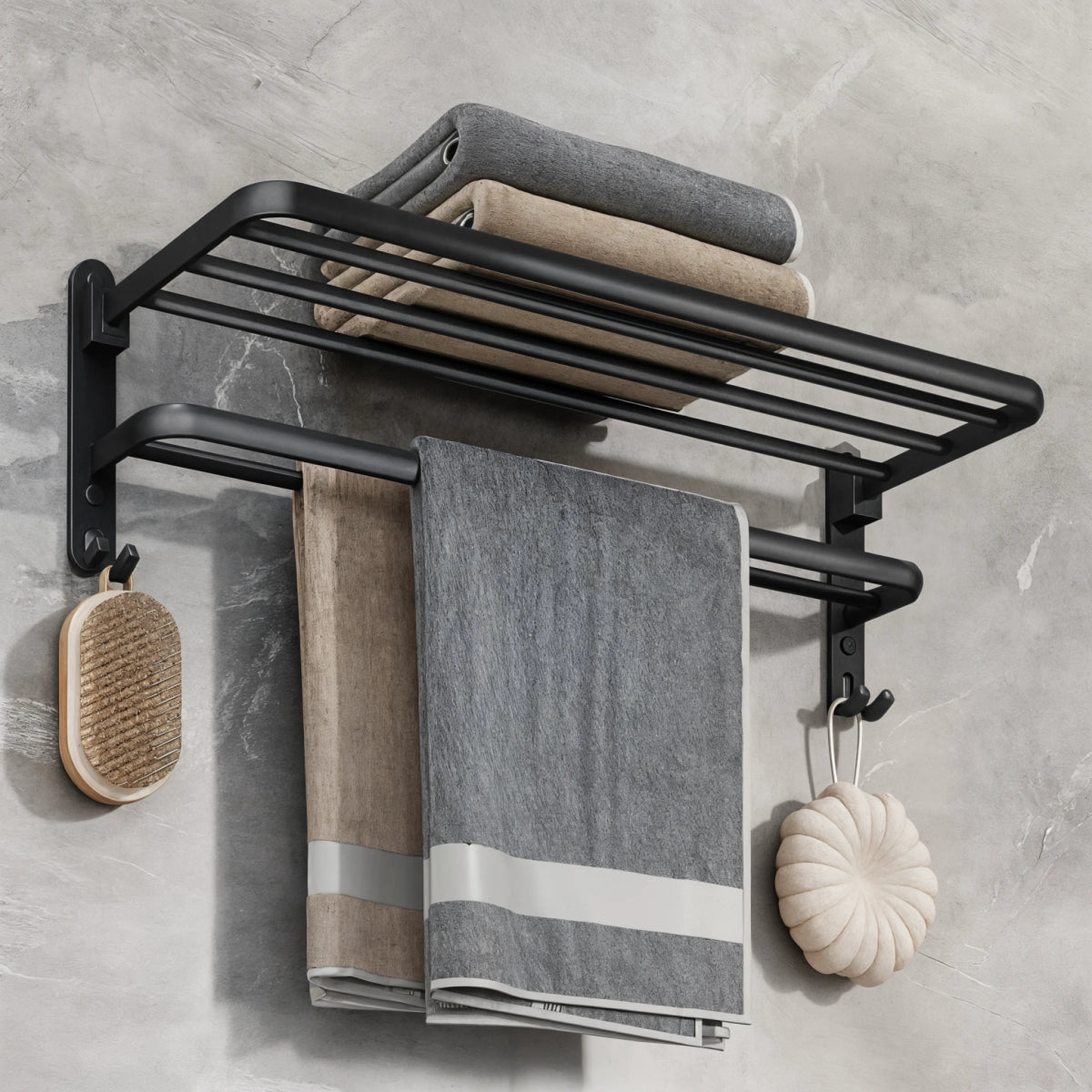 MatteRack - 50CM Matte Black Foldable Towel Rack - Dena Home