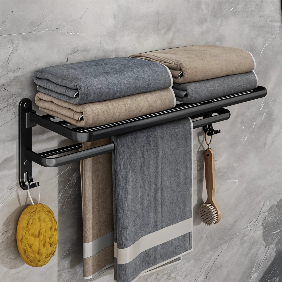 MatteRack - 50CM Matte Black Foldable Towel Rack - Dena Home