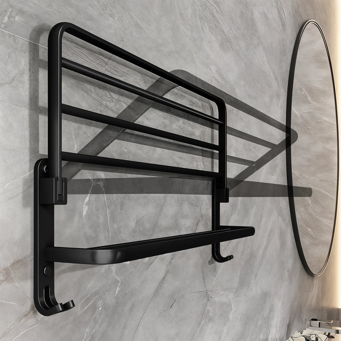 MatteRack - 50CM Matte Black Foldable Towel Rack - Dena Home