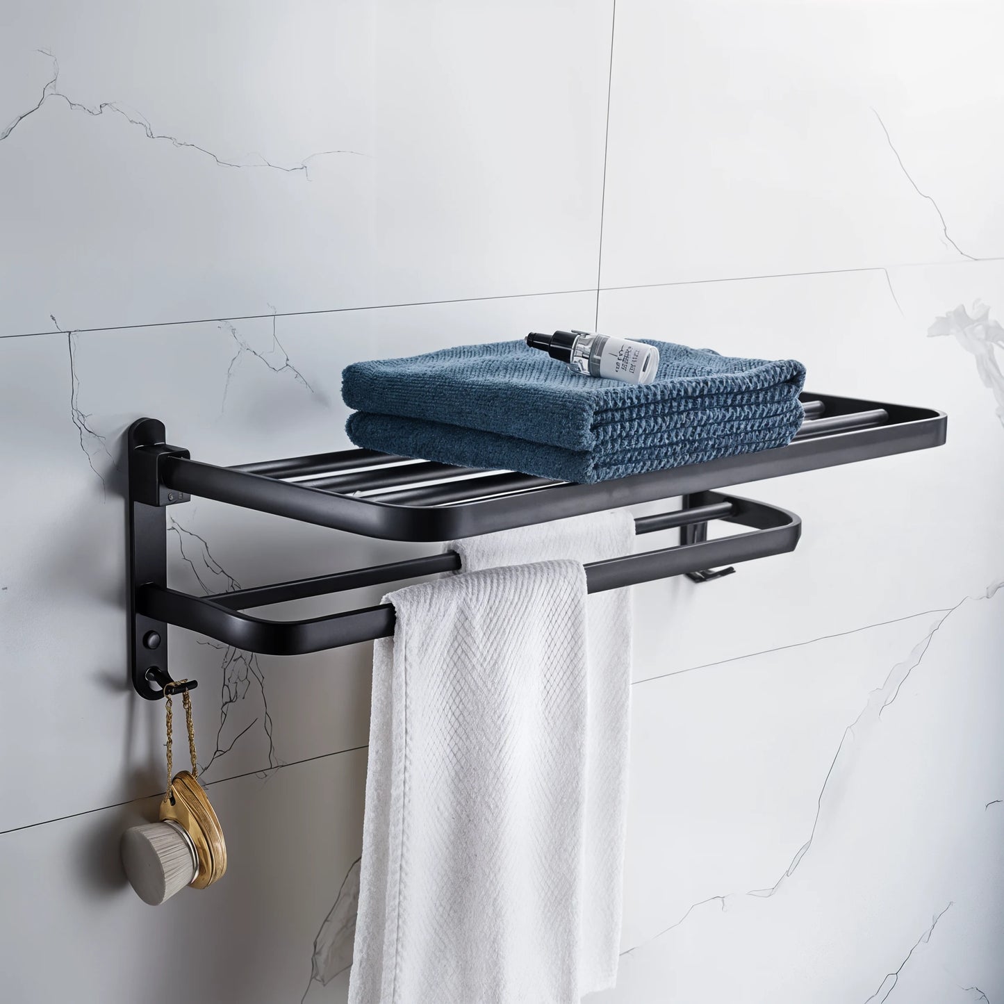 MatteRack - 50CM Matte Black Foldable Towel Rack - Dena Home