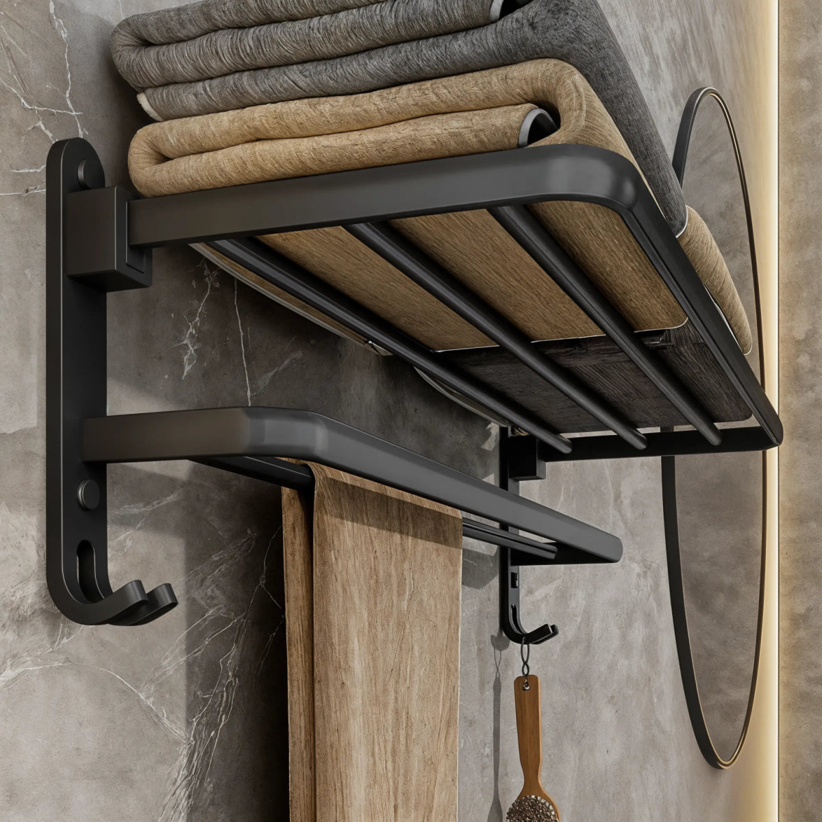 MatteRack - 50CM Matte Black Foldable Towel Rack - Dena Home