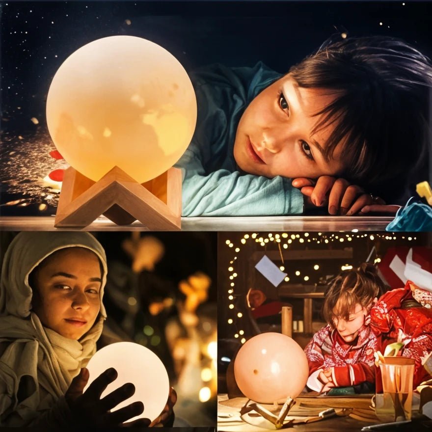 LunaGlow 3D Rechargeable Moon Lamp Night Light - Dena Home