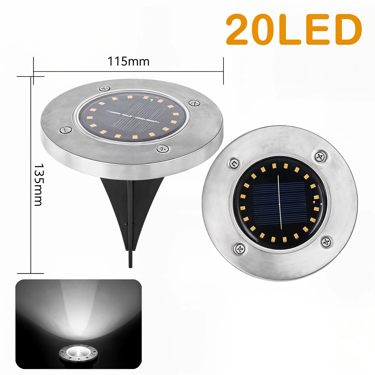 SunSpot - Solar Disk Light & LED Spotlight for Garden - Dena Home