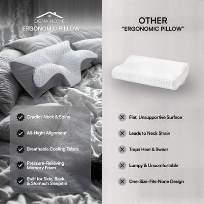 Necka – ErgoContour Pillow Memory Foam Neck Support - Dena Home