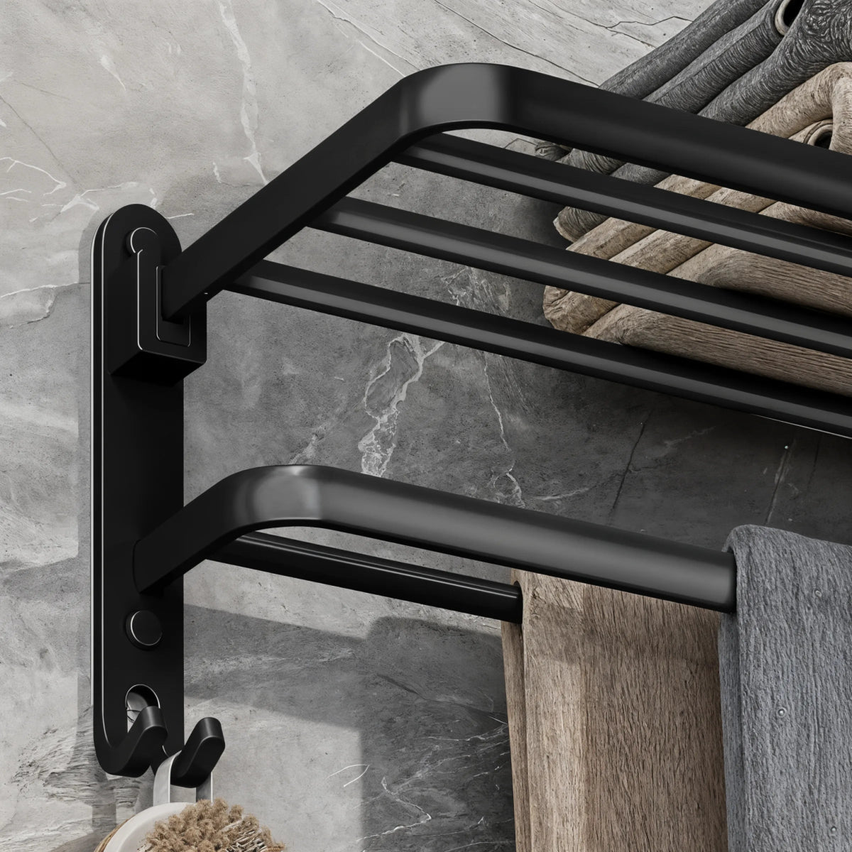 MatteRack - 50CM Matte Black Foldable Towel Rack - Dena Home