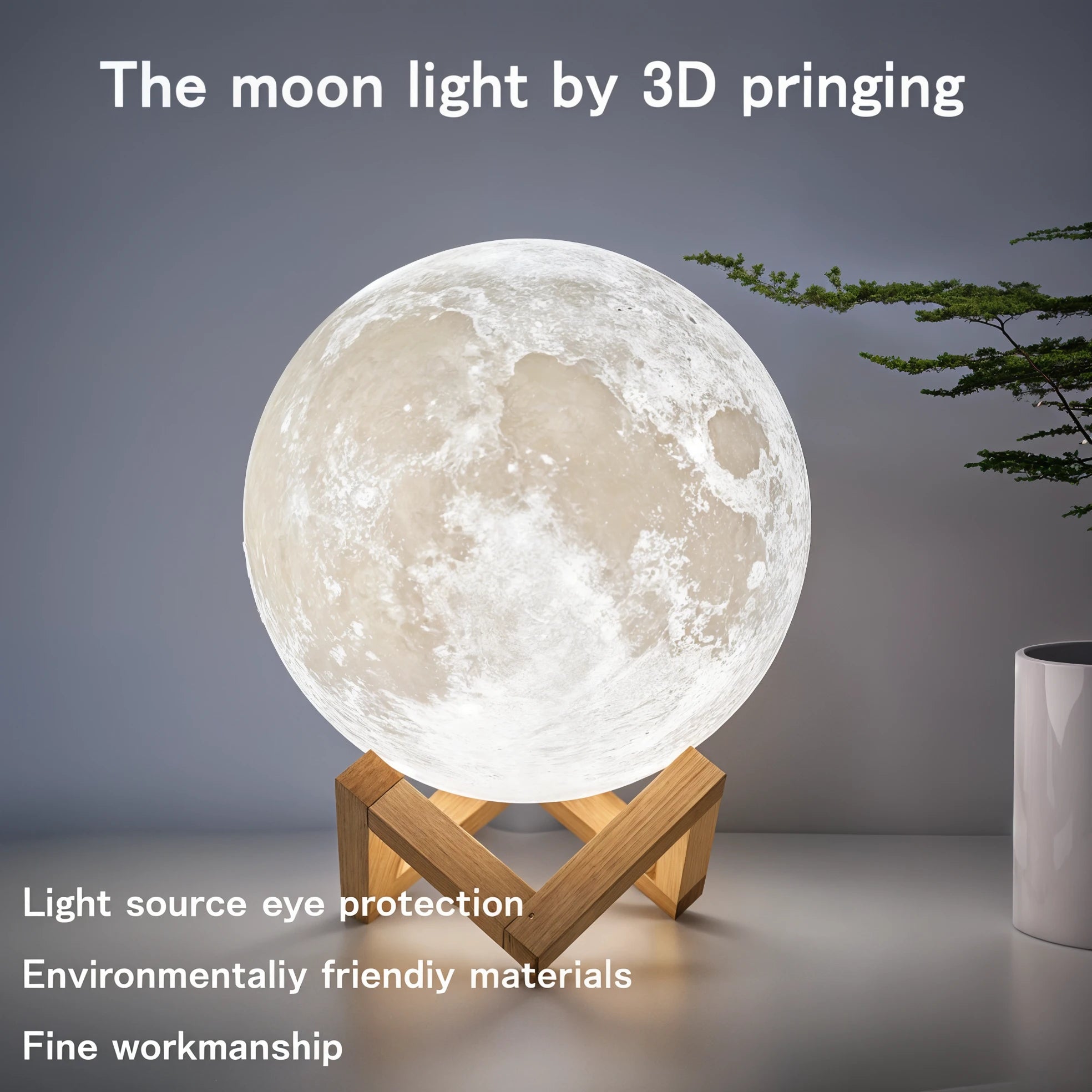 LunaGlow 3D Rechargeable Moon Lamp Night Light - Dena Home