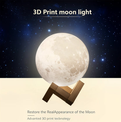 LunaGlow 3D Rechargeable Moon Lamp Night Light - Dena Home