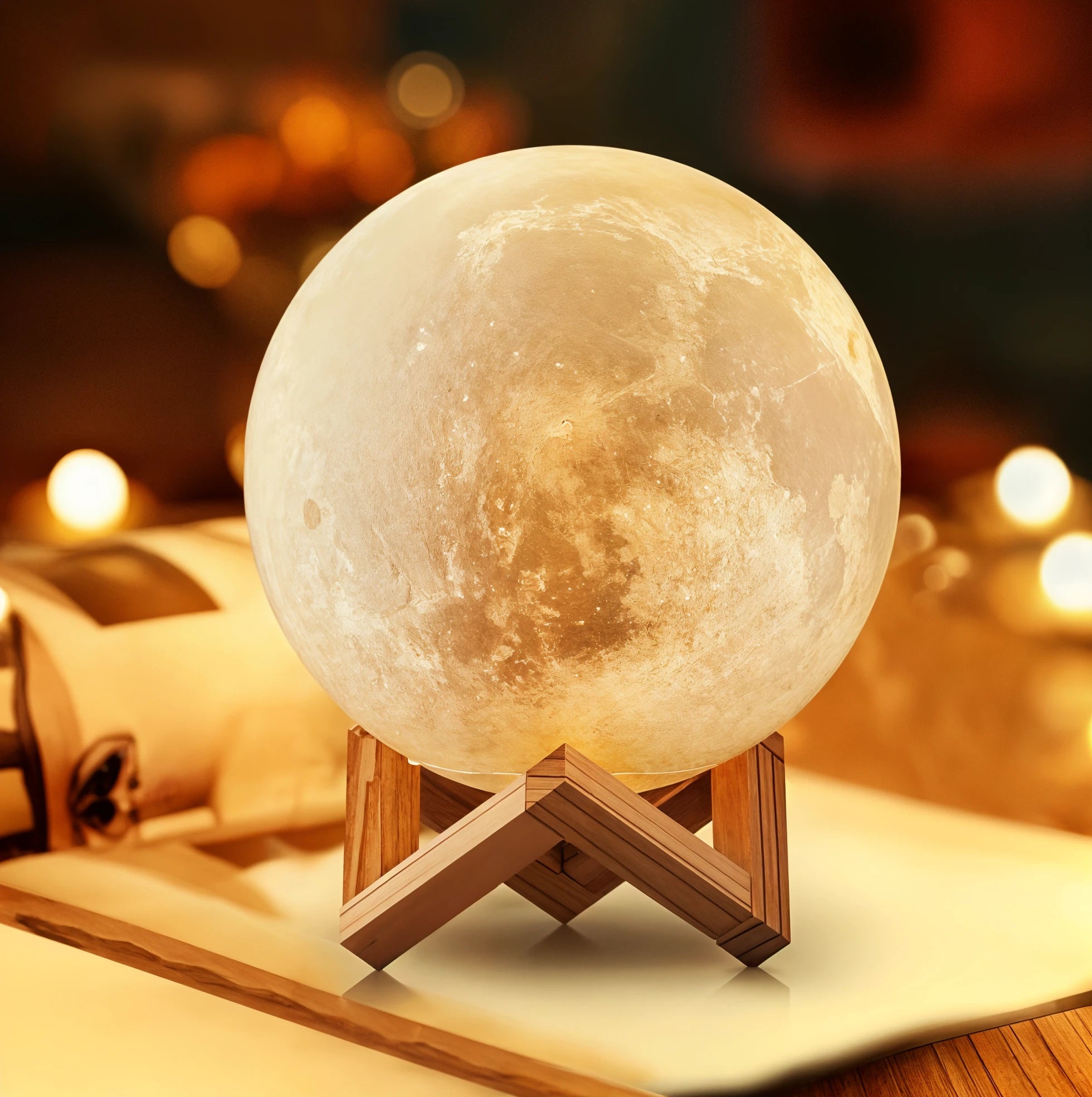 LunaGlow 3D Rechargeable Moon Lamp Night Light - Dena Home