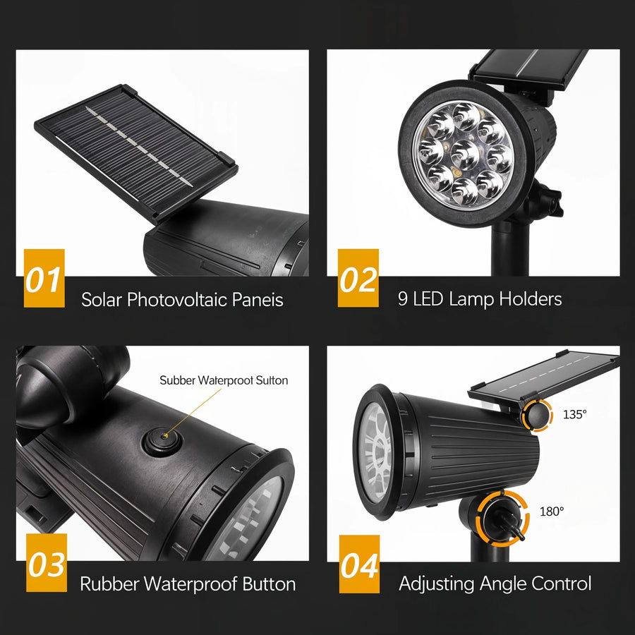 SolarFlare - 9 LED Solar Spot Lights - Dena Home